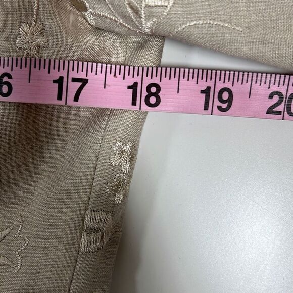 Amanda Smith Women's Pure Linen Embroidered Flowered Longline Jacket Beige Sz 6 - Picture 6 of 9